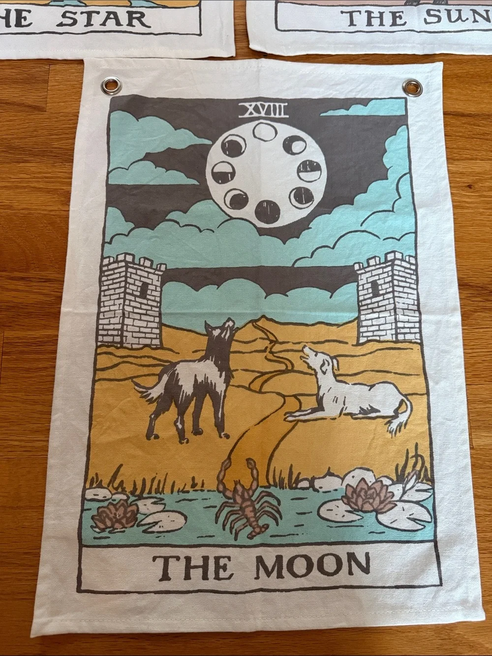 URBAN OUTFITTERS Set of 3 Tarot Card Tapestries Hanging Decor Star Moon Sun